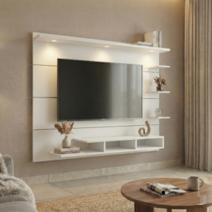 DAS Astra Wall Mount TV Cabinet with Storage Shelves for Living Room (Ideal for up to 43") White
